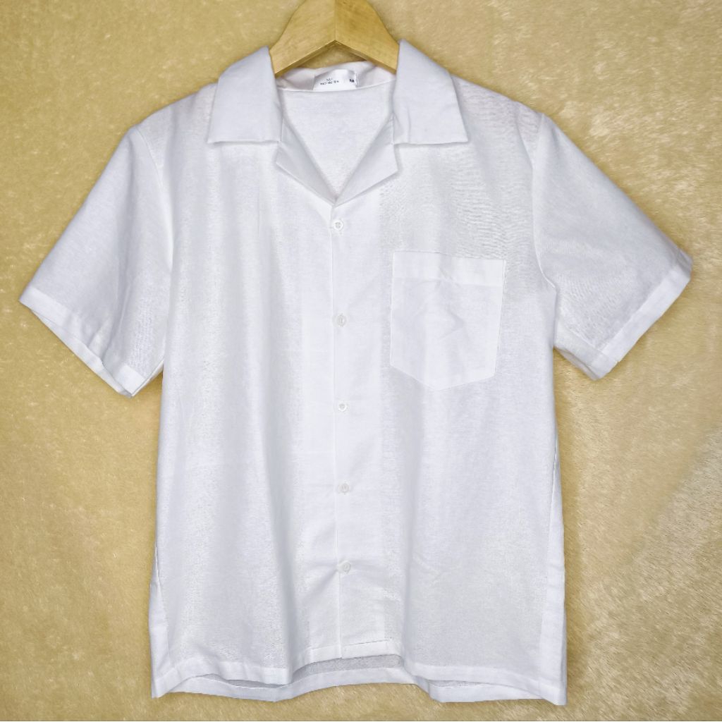 KEMEJA PUTIH POLOS PRIA LENGAN PENDEK 100% BRANDED ORIGINAL HIGH QUALITY - KEMEJA LINEN - KEMEJA CAS