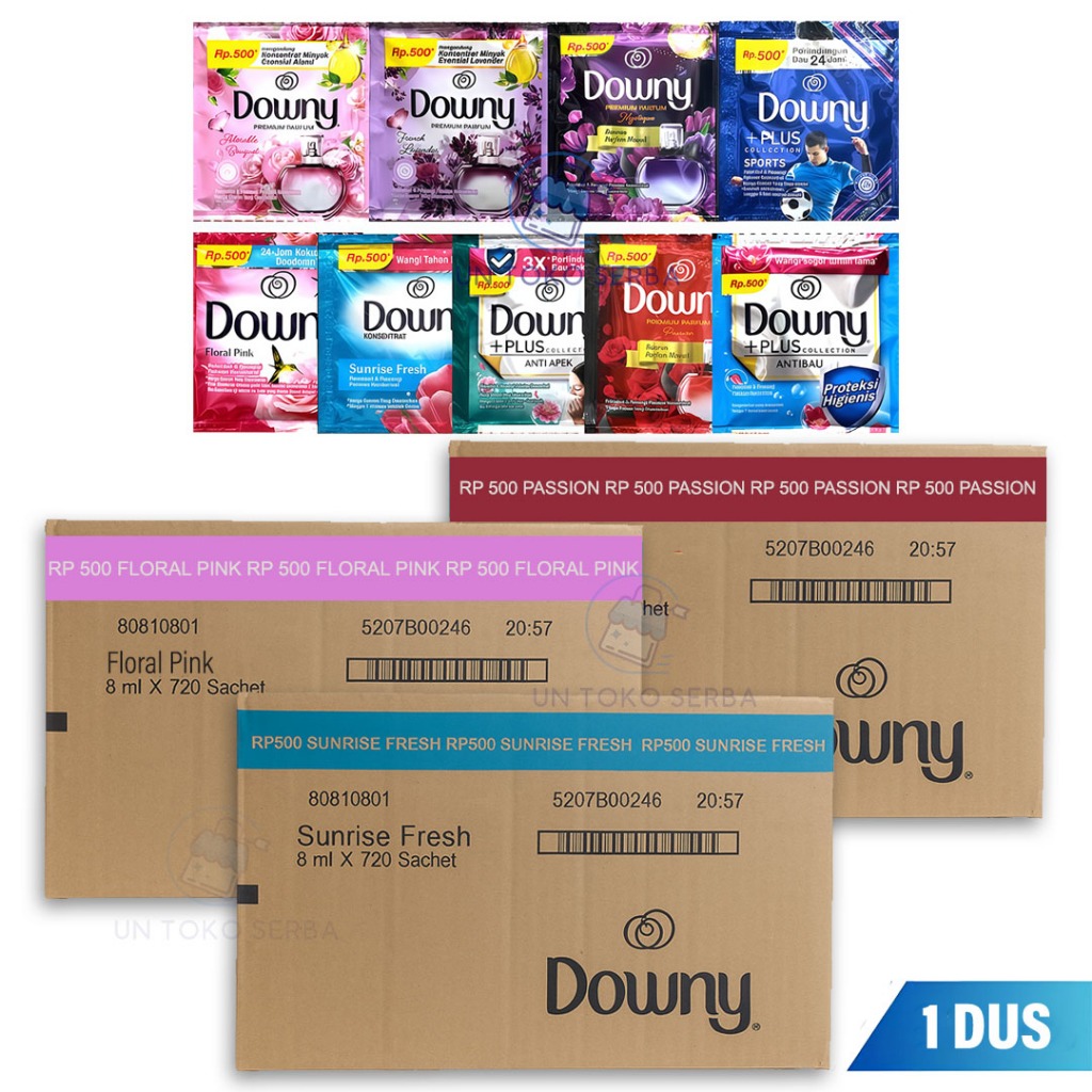 1 DUS PEWANGI DOWNY SACHET ISI 720 PCS KEMASAN 500 RENCENG 8 ML