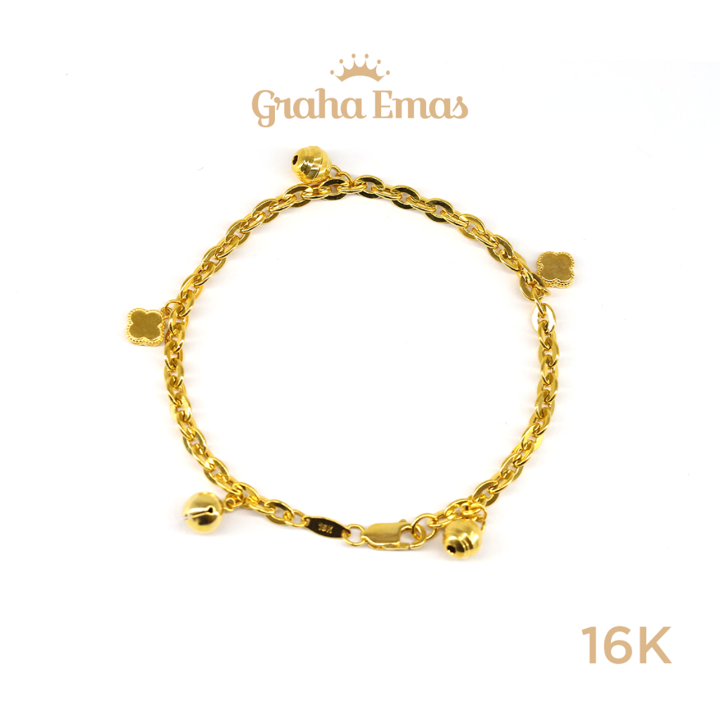 Graha Emas Gelang Emas Kuning Clover 16K - Yellow Gold Bracelet Clover Model 16ct [ 00BE ]