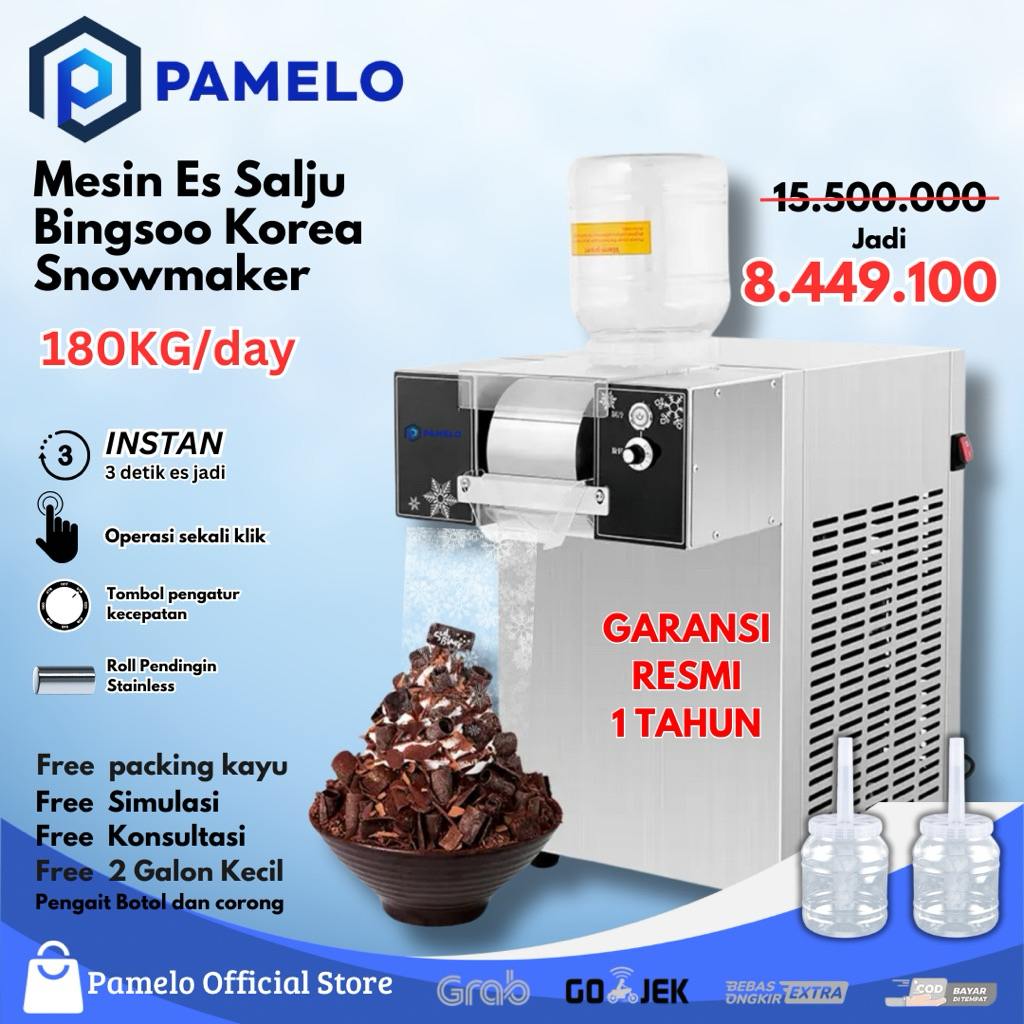 Mesin Es Bingsoo Korea 180kg/24jam Bingsu Snow Ice Machine Mesin Es Salju Es Serut Es Krim