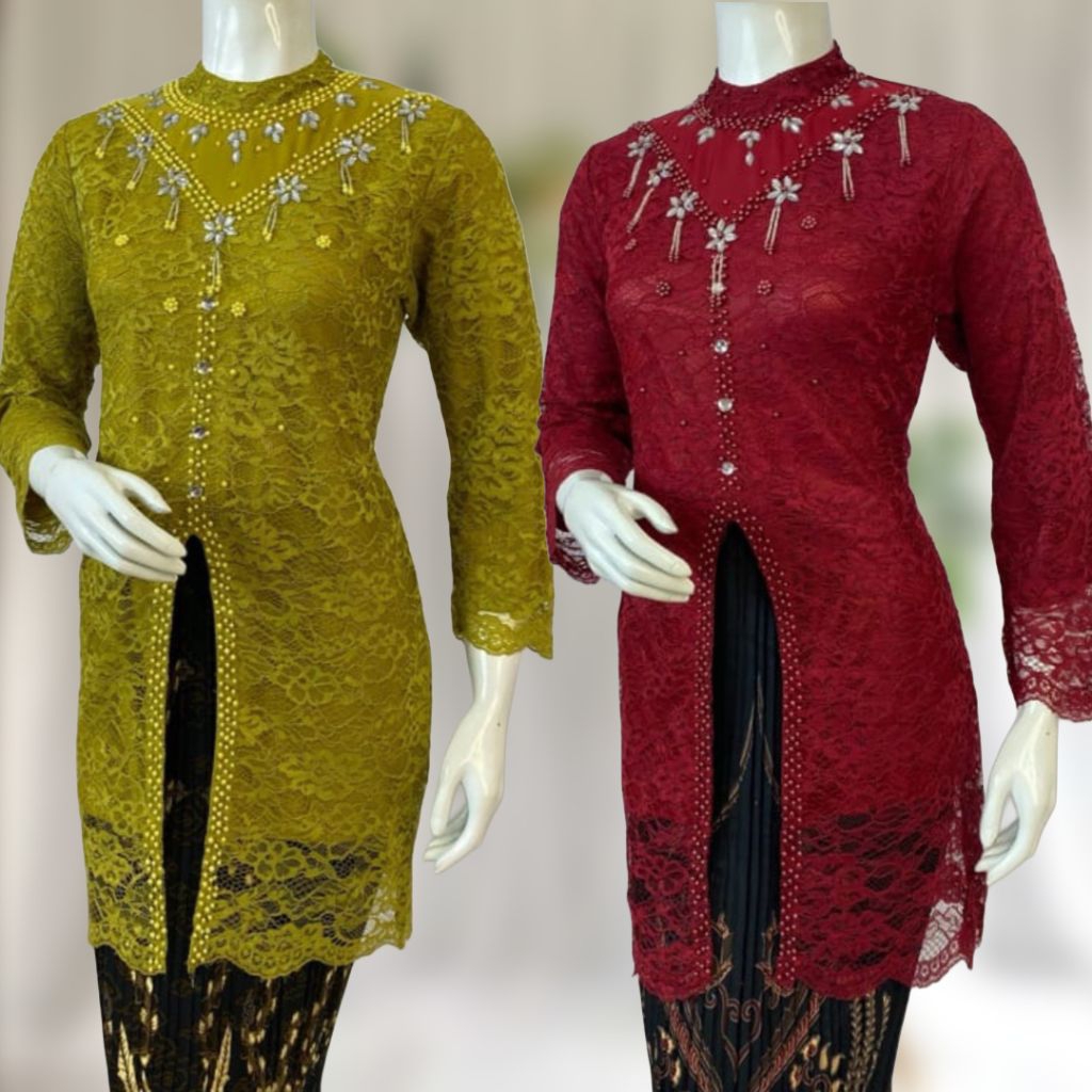 Kebaya Tunik Brukat Atasan Kebaya Modern Jumbo XXXL 3XL Ld Ld 120 Baju Kebaya Kondangan Isyana Payet