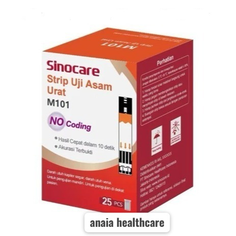 Sinocare Strip Asam Urat M101 / Strip Asam Urat Alat Sinocare 3 in 1 Autocoding