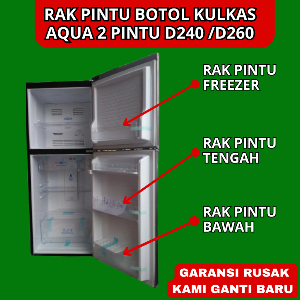 rak botol pintu kulkas aqua 2 pintu d240 d260 d261 - custom rak botol kulkas aqua 2 pinti AQR-D240 A
