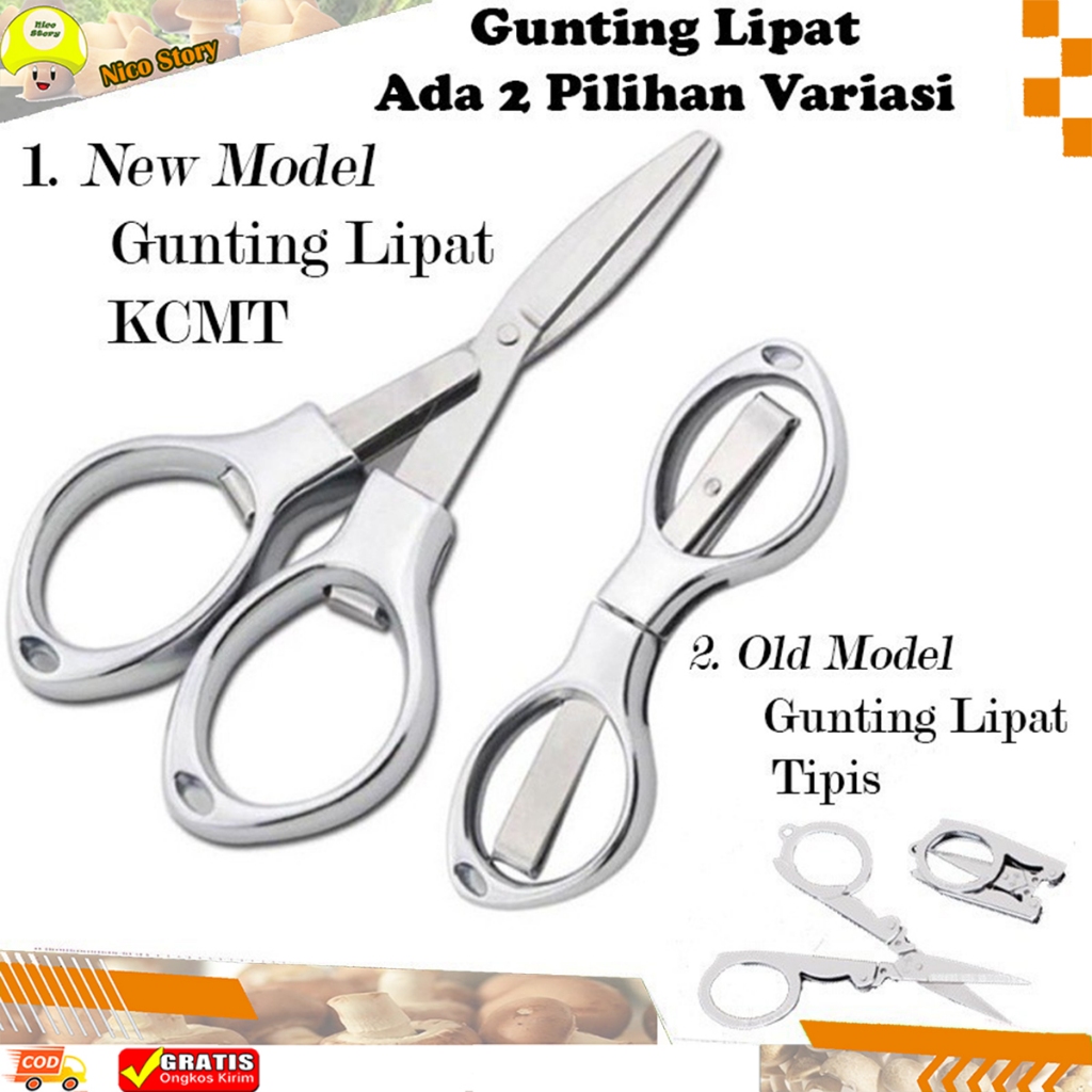 (NCS) Gunting Lipat Stainless Steel Folding Portable Pocket Scissors Gunting Kapas