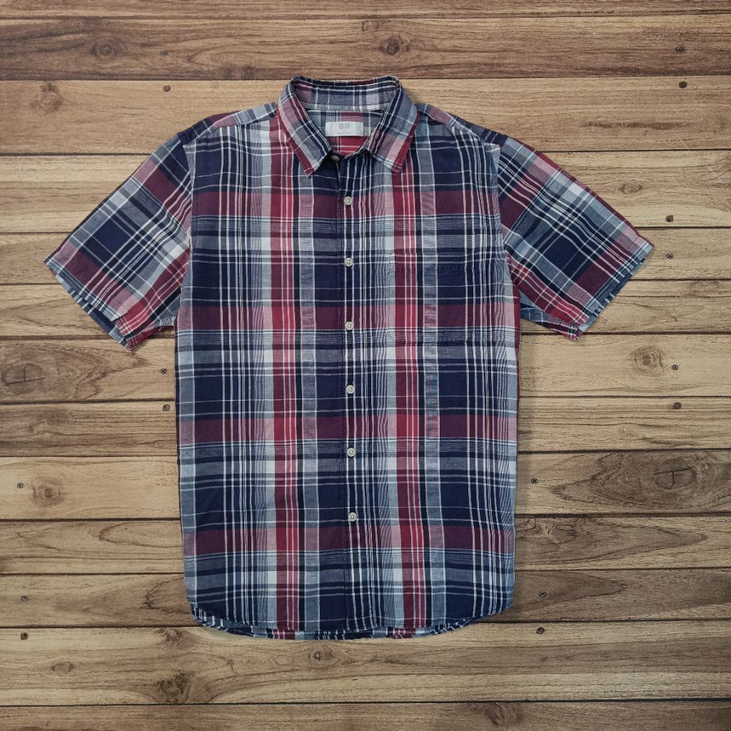 (Preloved) Kemeja Pria Linen Uniklo Lengan Pendek | Size L