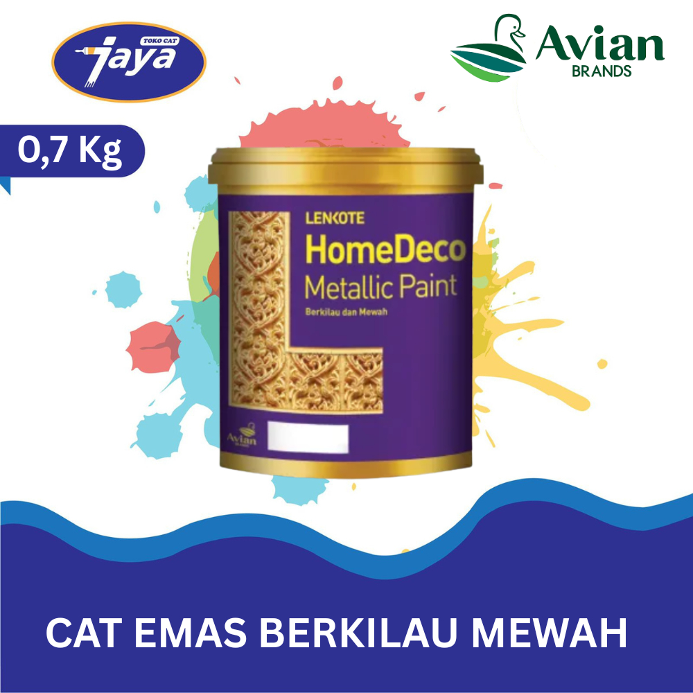 Lenkote HomeDeco metallic 0.75L cat emas silver gypsum cat tembok 0.75 liter cat gold silver,lenkote