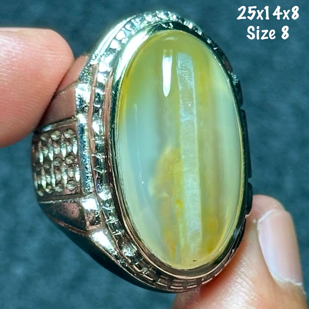 Cincin Batu Akik Natural Baturaja Sodo Lanang Kristal (asli alam)