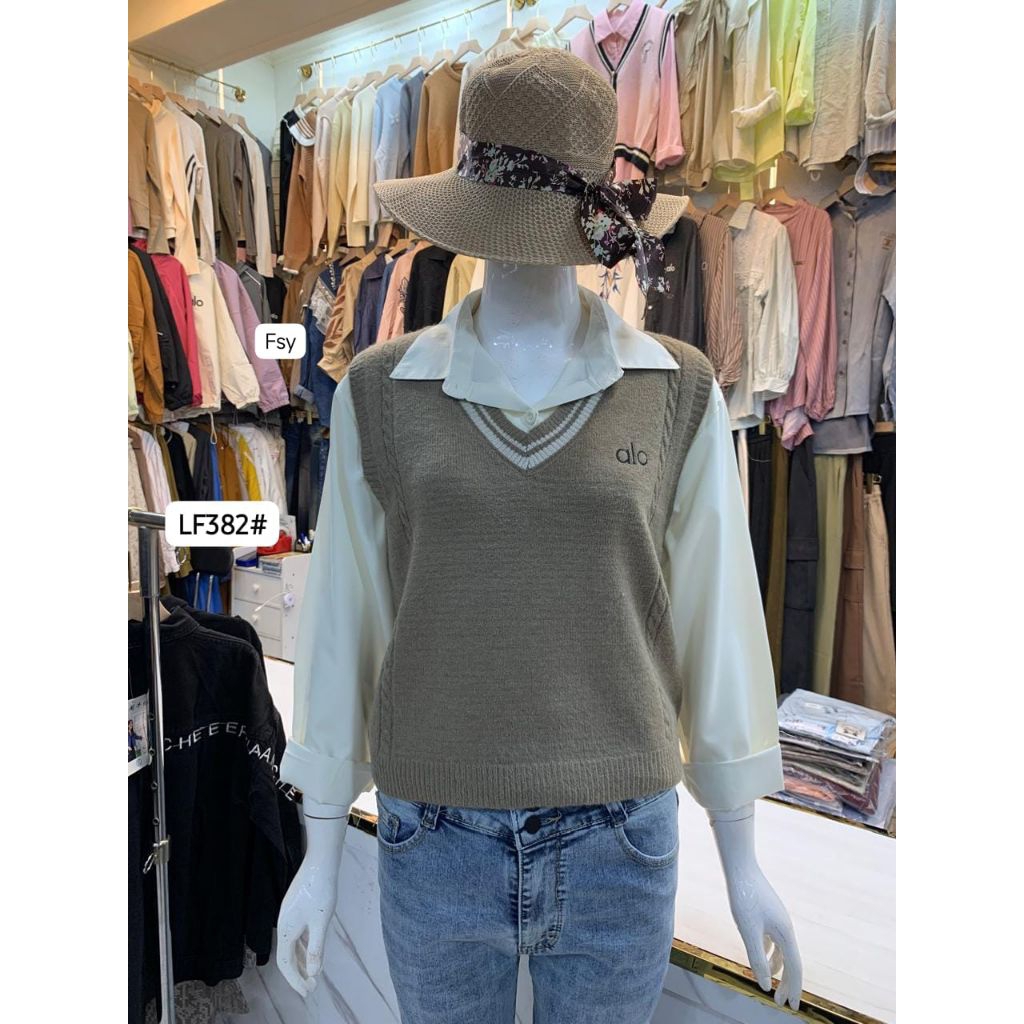NewArrival#A03.161K-1 - LF382# ( alo ) Kemeja Wanita Import Premium Terbaru Kekinian Plus+ Vest-Romp
