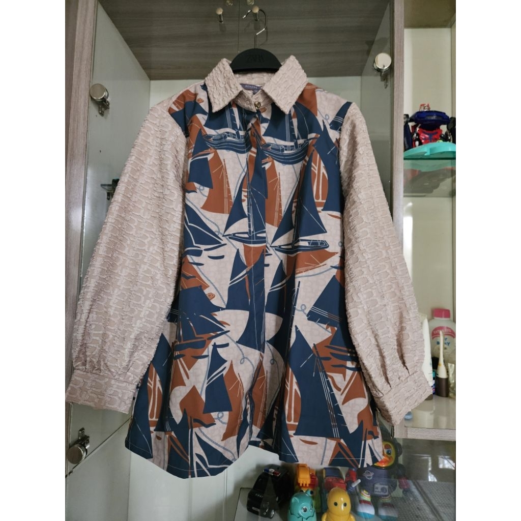 SOLD nautical benang jarum mix fabric size S (895)