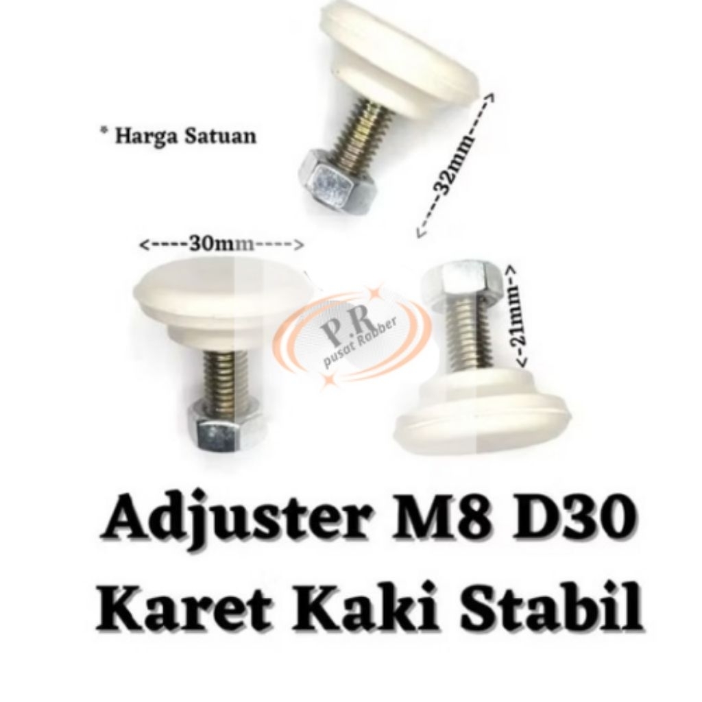 Cod-Karet Adjuster Stabil Adjuster ( Putih M8) Karet Kaki / Alas Kaki Meja Kursi Rak Besi
