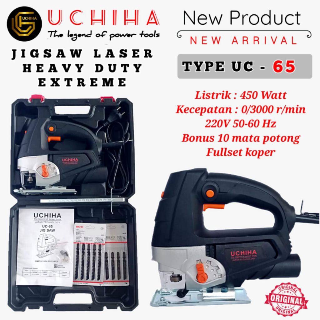 MESIN Jigsaw Gergaji Kayu Potong Triplek KAYU BESI UCHIHA 65 MM Jig Saw Blade 10pcs/set
