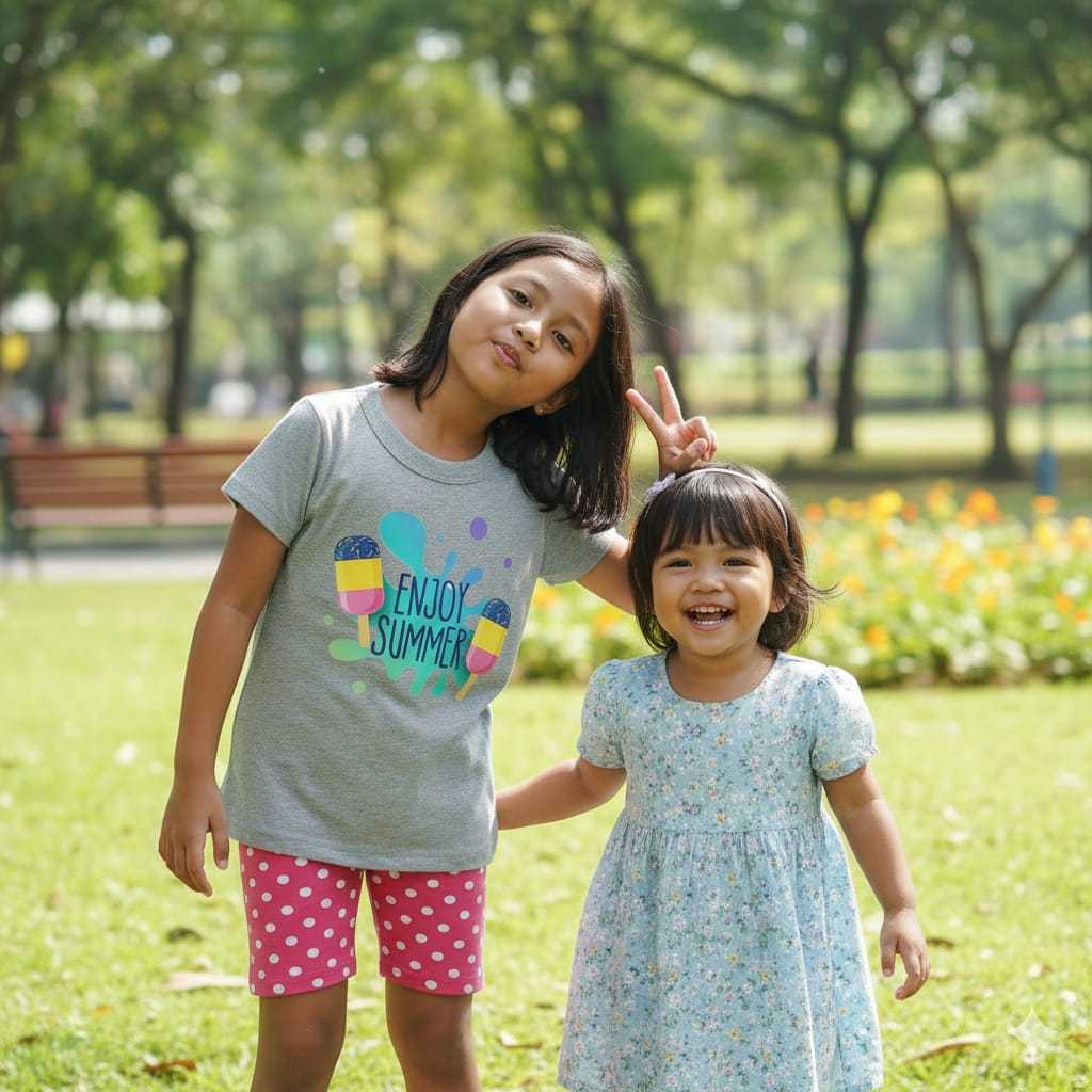 SET Pendek Anak Perempuan Motif Enjoy Summer