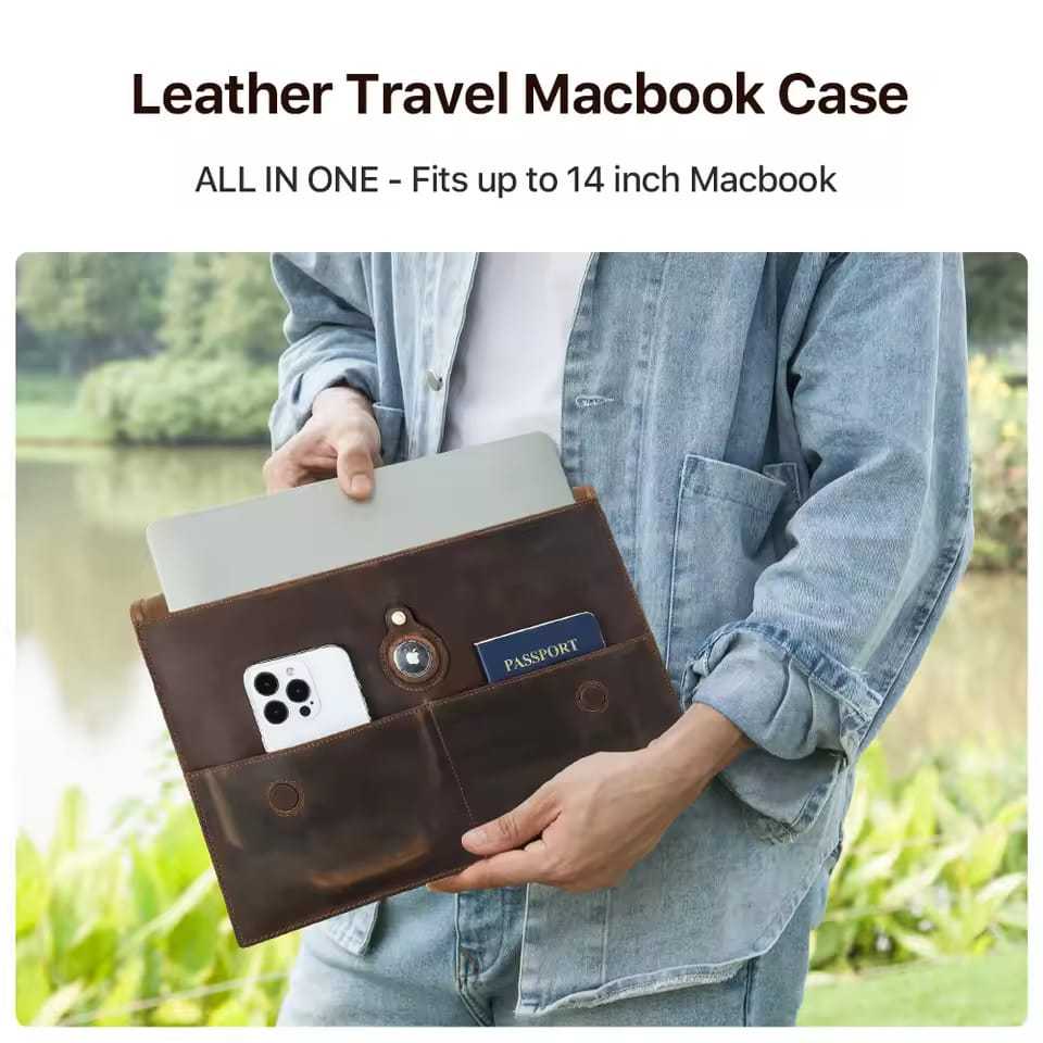 MASTURE Tas Lengan Kulit Asli untuk Macbook/ Tas Dokumen atau Case Macbook