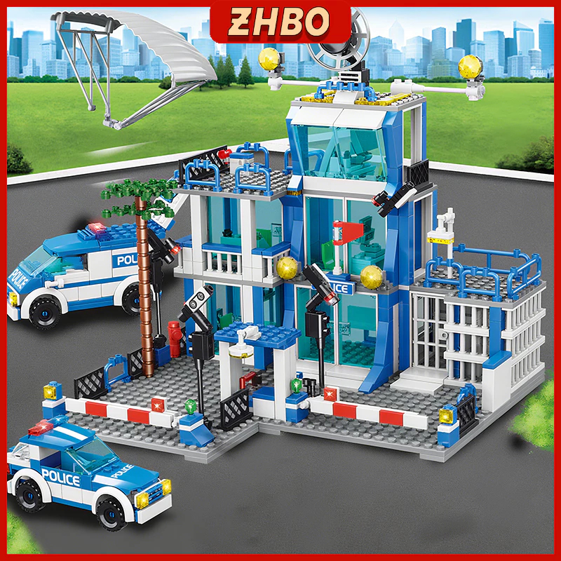 Mainan Balok Polisi 1000 Pcs - Set Brick Bangunan Kantor Polisi, Pemadam Kebakaran, SWAT untuk Anak