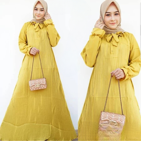 Baju Gamis Terbaru Wanita Kekinian Viral Vero Dress BO Size M L XL XXL XXXL Bahan Mosscrepe Plisket 