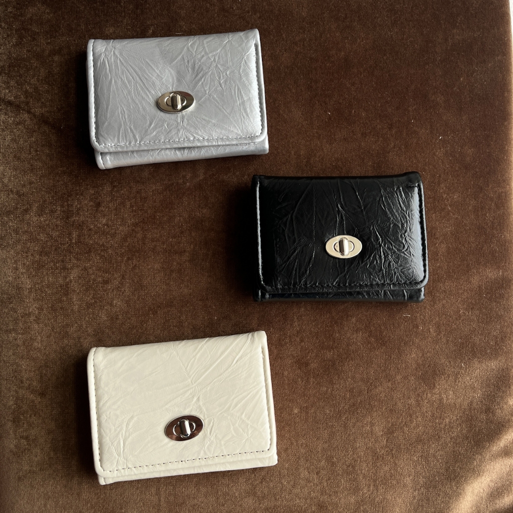 Dompet Kulit Sintetis lucu / Dompet ala korea simple / Wallet Korean Look Douyin / Dompet Silver Whi