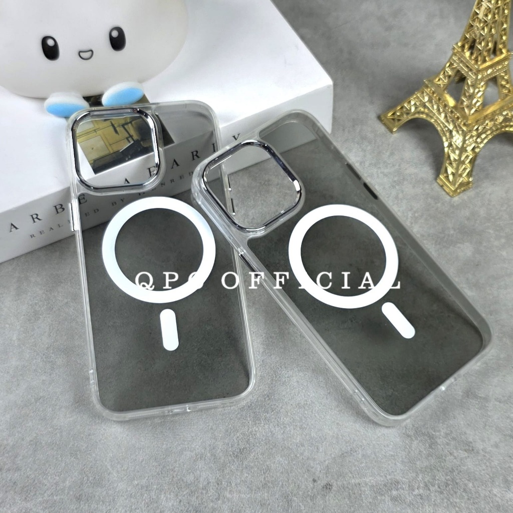 Qpc - Clear For Magsafe Magnetic Wireless Charging Clear Black Transparan Phone Case For iPhone 11 I