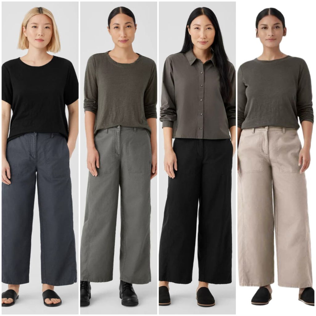 Celana Ei*leen F*sher Cotton Hemp Stretch Wide-Leg Pant
