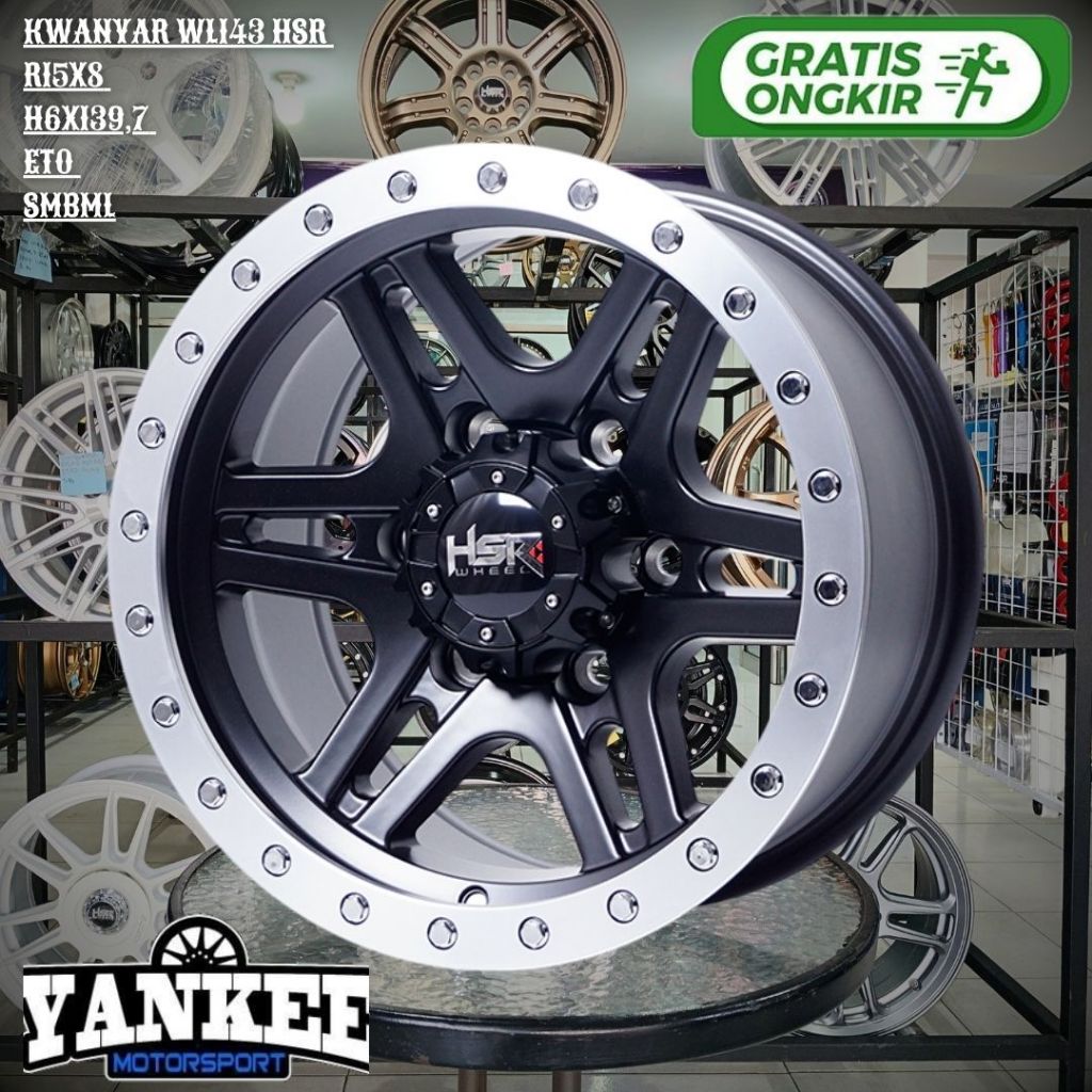 Velg Offroad Ring 15 HSR KWANYAR R15 LEBAR 8 Lobang baut 6 PCD 139,7 Buat TRITON,TERRANO,BLAZER