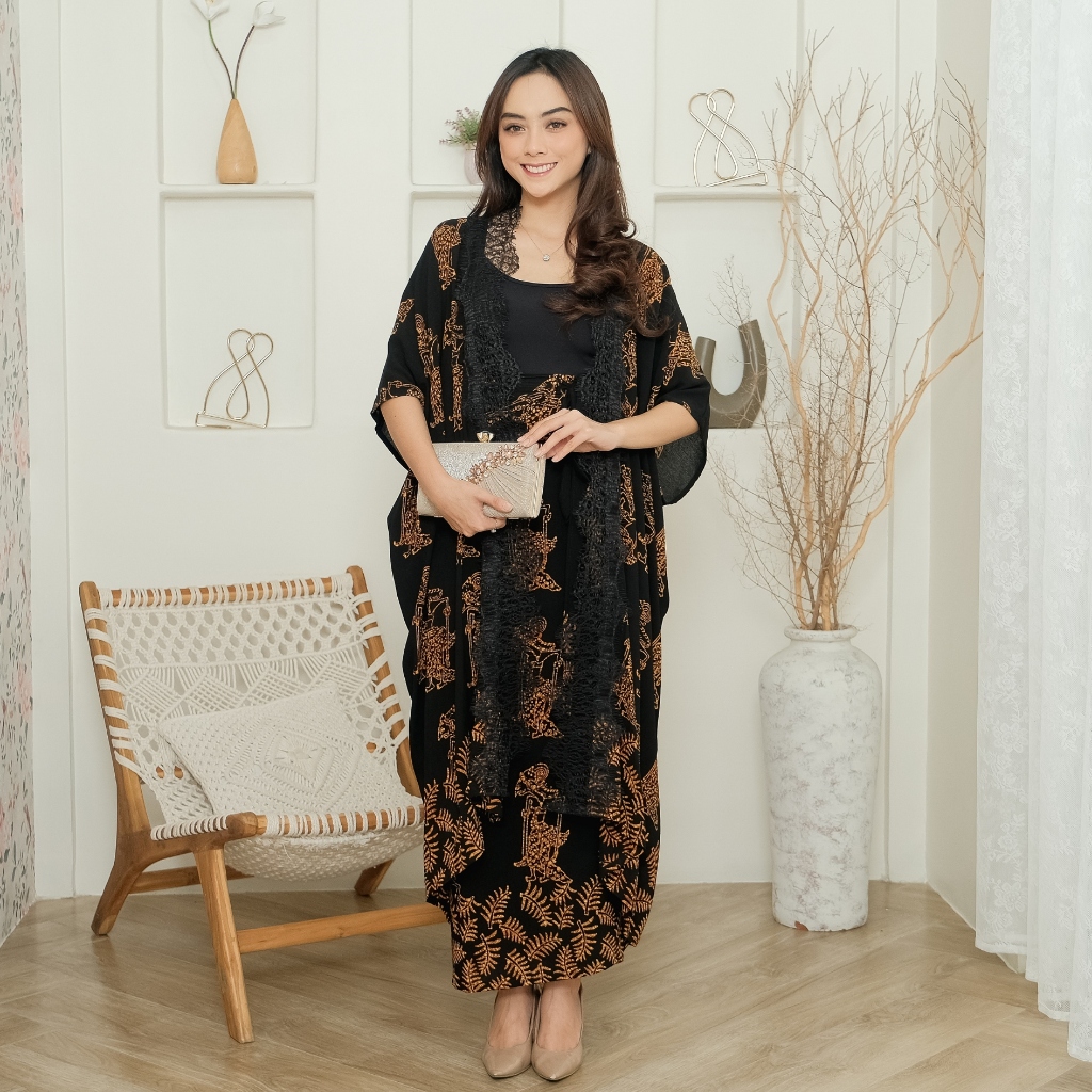 KINNAS BATIK ANDIN Set Outer Lace Batik dan Rok Lilit Batik Modern Kondangan