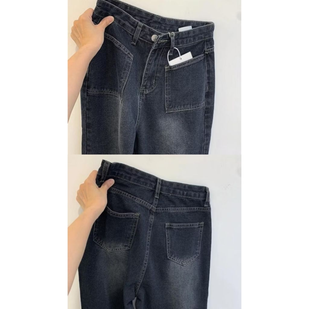 ✅️COD✅️LULU JEANS/KULOT JEANS/HIGHWIST/DARK LULU JEANS READY