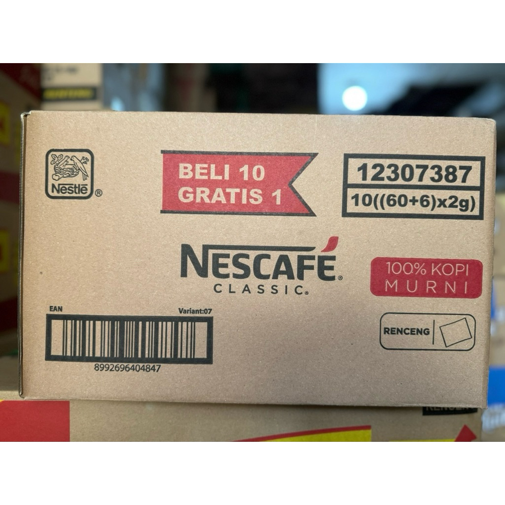 Nescafe Classic Sachet 2g per 1 Karton isi 10 Pack 660 Sachet | Harga 1 Dus Kopi Nescafe 60 Renceng