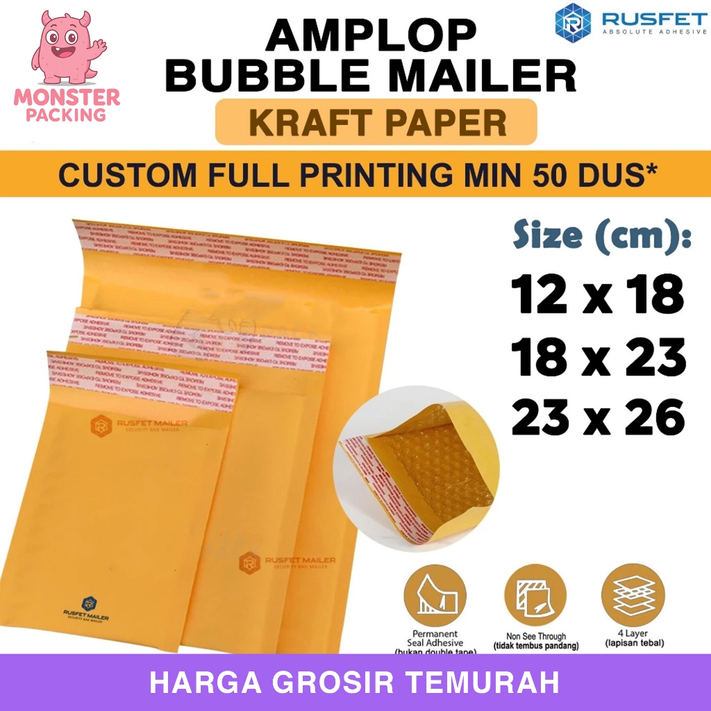 Amplop Bubble Wrap KRAFT PAPER YELLOW Envelope Bubble Bag Mailer Safety Security Packing Paket