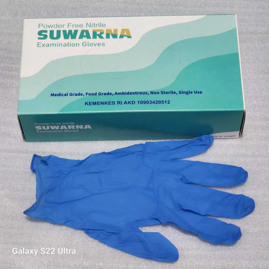 SARUNG TANGAN FREE POWDER NITRILE BIRU SUWARNA / NITRILE BIRU / NITRILE BIRU FREE POWDER