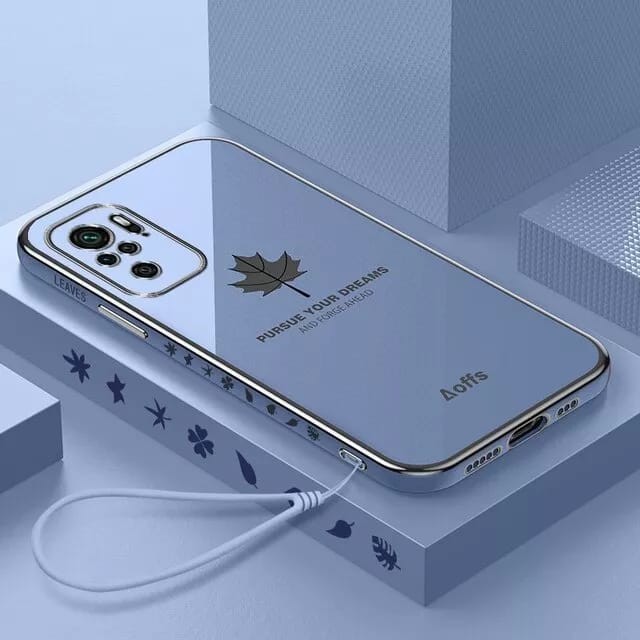 Case Redmi Note 10 4G / Redmi Note 10S  Softcase Maple Silikon Plating Motif Daun Free Tali Strap