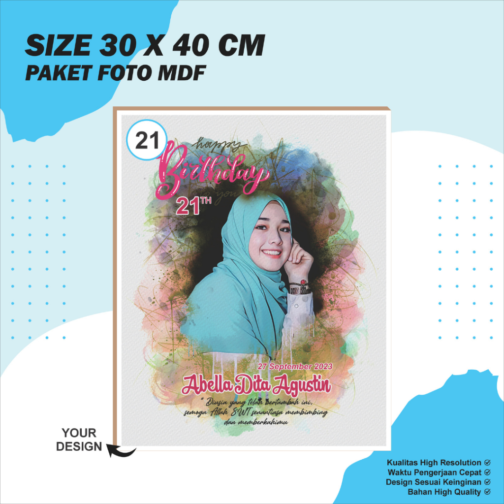 Foto MDF Custom 30x40 cm – Cetak Desain Sendiri, Cocok untuk Kado & Dekorasi Rumah