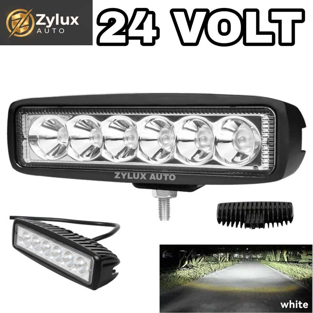 Lampu Tembak LED 6 Mata 24 Volt Bus Truk Canter Tronton Bar Cree Sorot Motor Mobil Worklight Lurus T