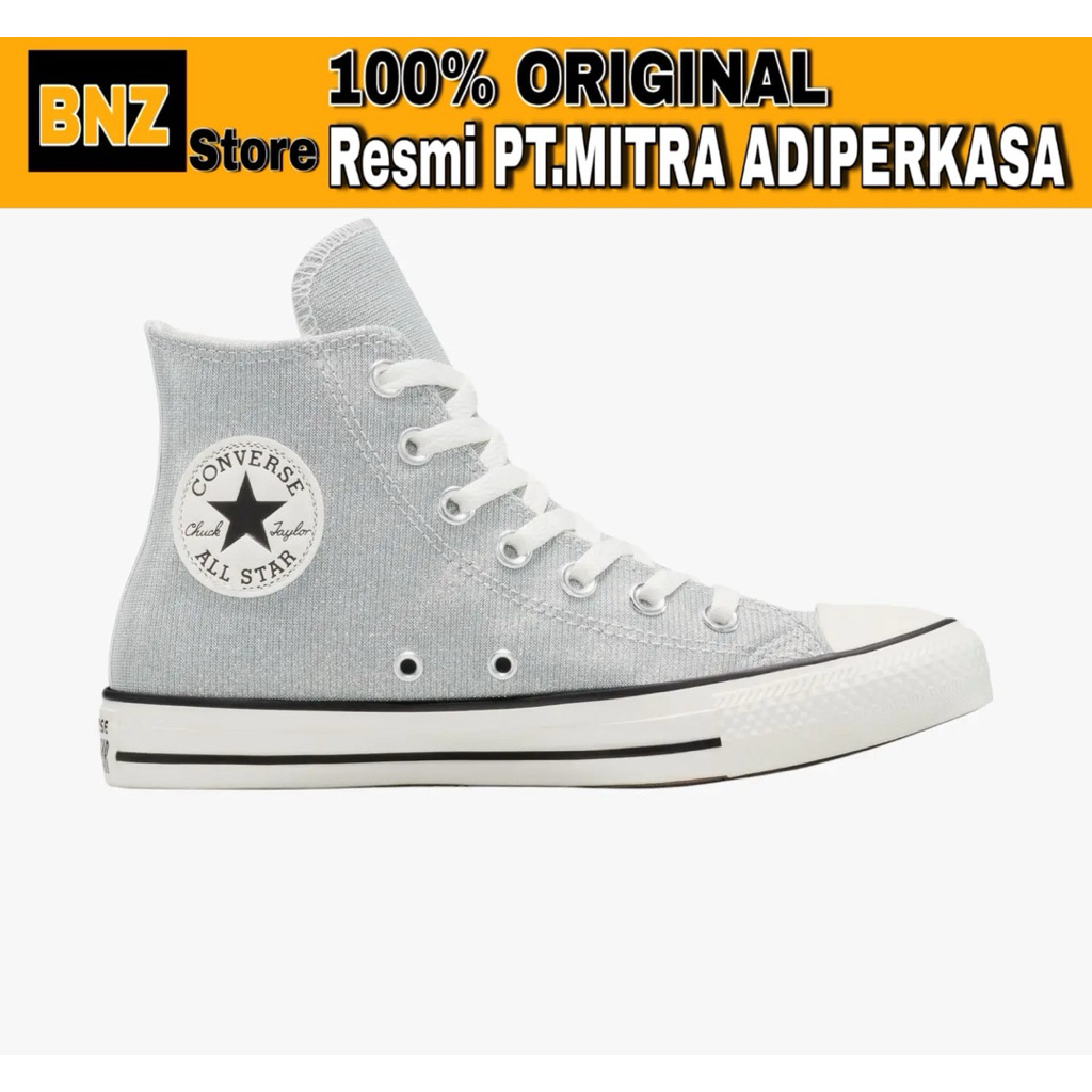 Sepatu Sneakers Wanita Converse CTAS Hi Sparkle Light Grey