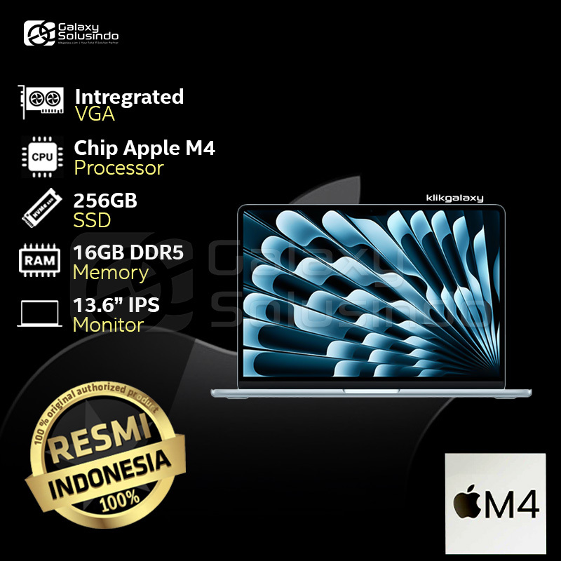 APPLE MacBook Air M4 Chip 2024 13 Inch 256GB SSD 16GB RAM - Sky Blue Notebook Laptop - CG