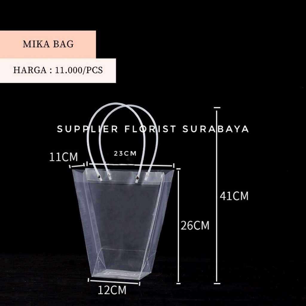 [MIKA BAG TRANSPARAN] MIKA BAG KECIL 23 X 12 X 26CM PAPER BAG BUKET BUNGA PLASTIK TOTEBAG TRANSPARAN