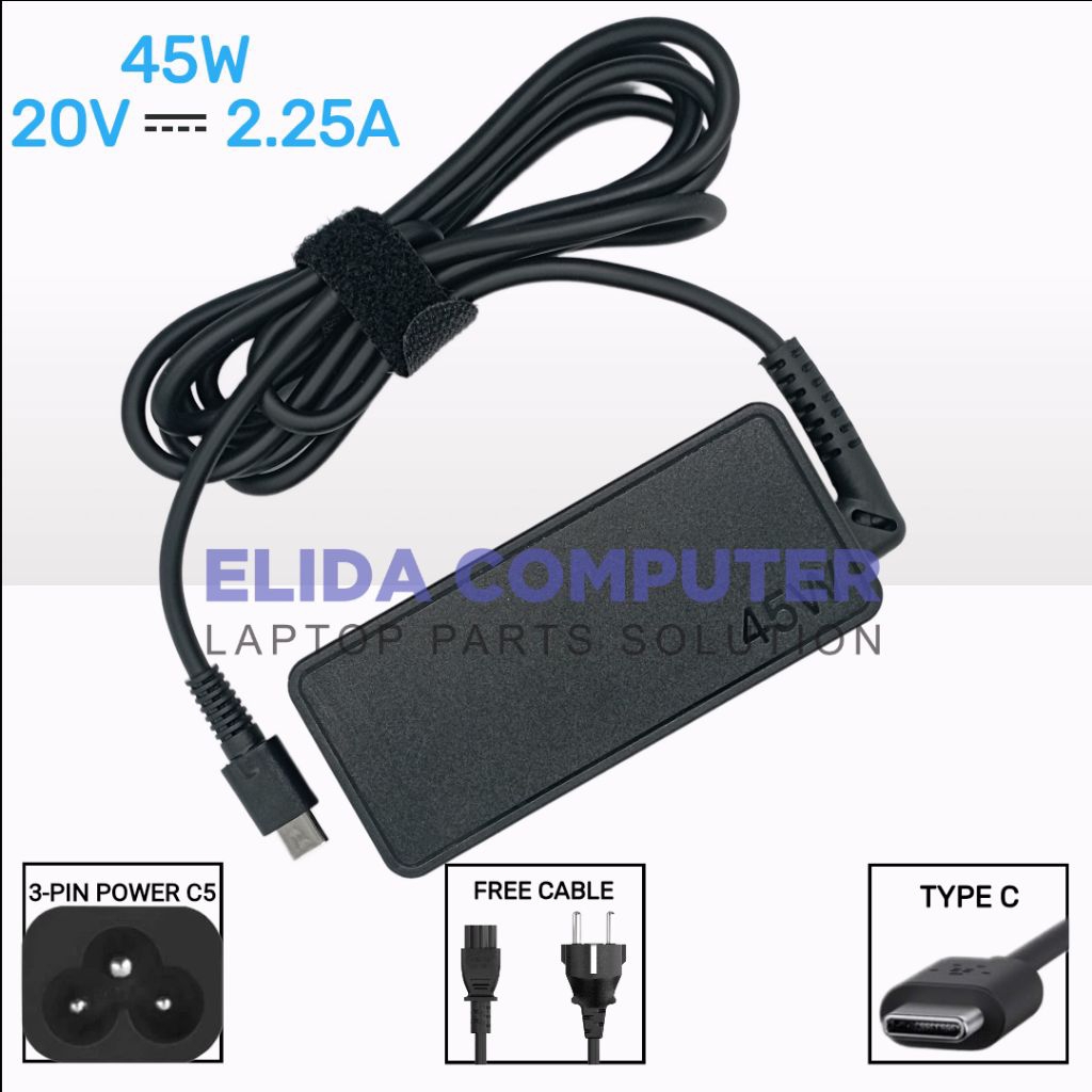 Adaptor Lenovoo Chromebook 10e 14e 100e 300e 500e 14w C13 Yoga G1 45w