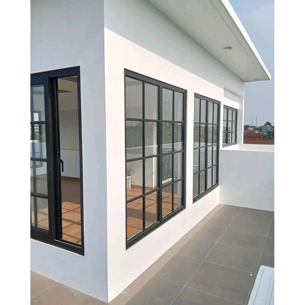 Jendela Sliding Alexindo ornamen kotak-kotak