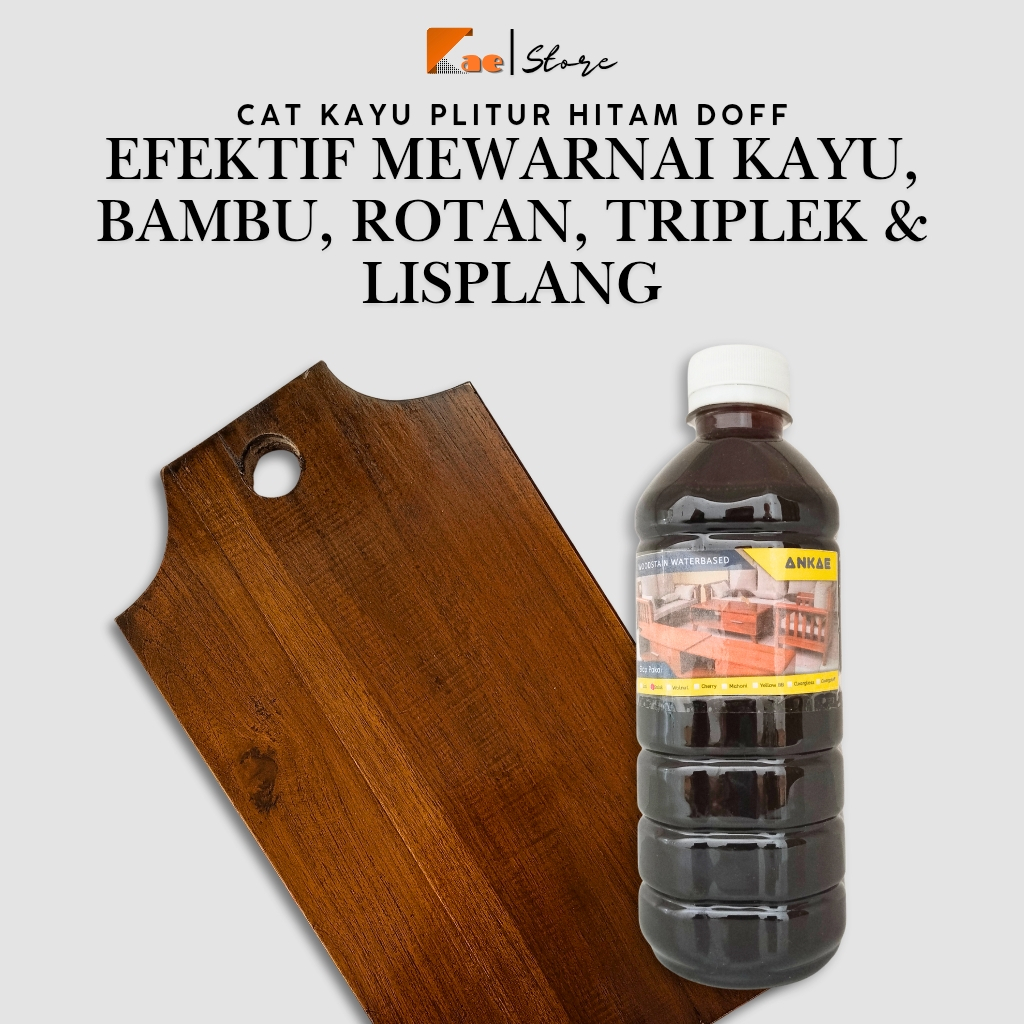 Cat Plitur Kayu Hitam Doff 500ml Politur Kayu Bambu Rotan Triplek Lisplang Pewarna Meja Kursi Jendel