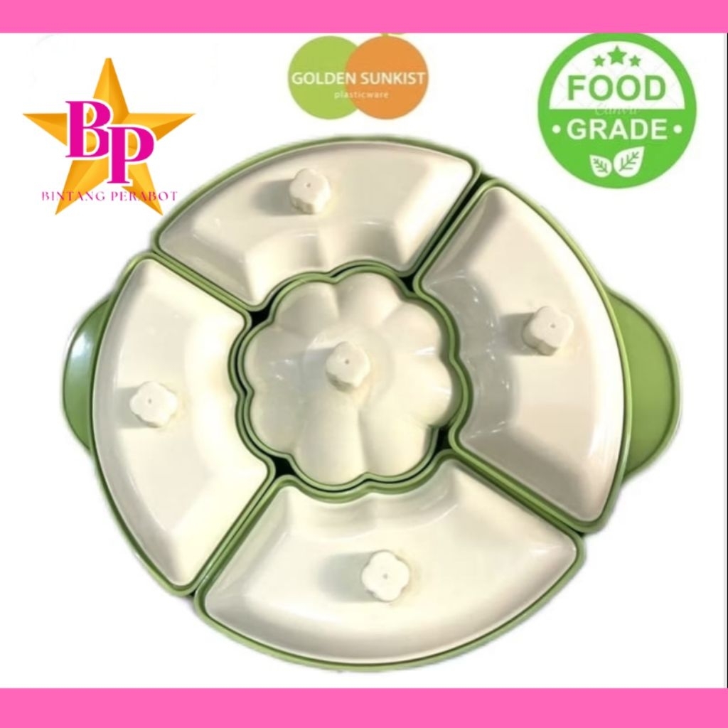 basi tutup prasmanan bulat besar plastik hijau tebal tahan panas food grade btpb 2043 golden sunkist