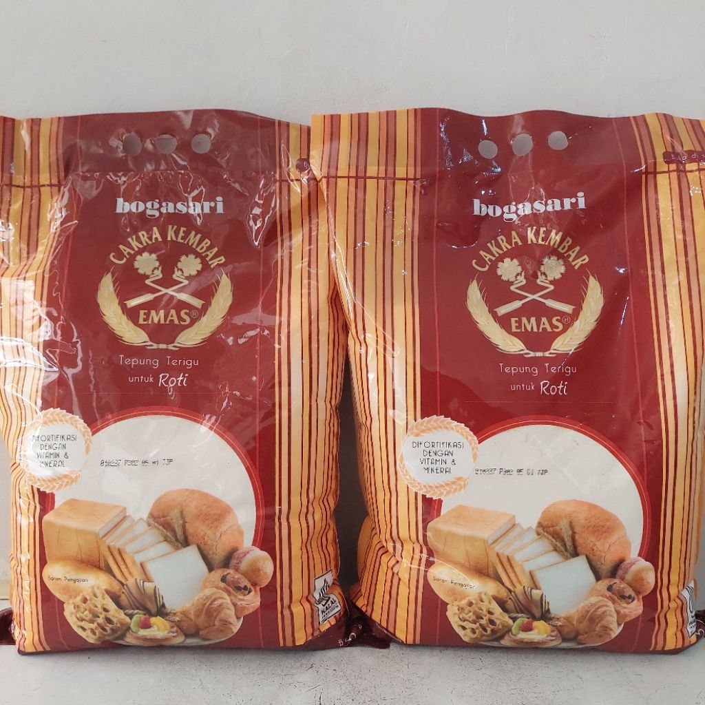 Bogasari cakra kembar emas tepung untuk ROTI 5 KG | tepung cakra kembar emas