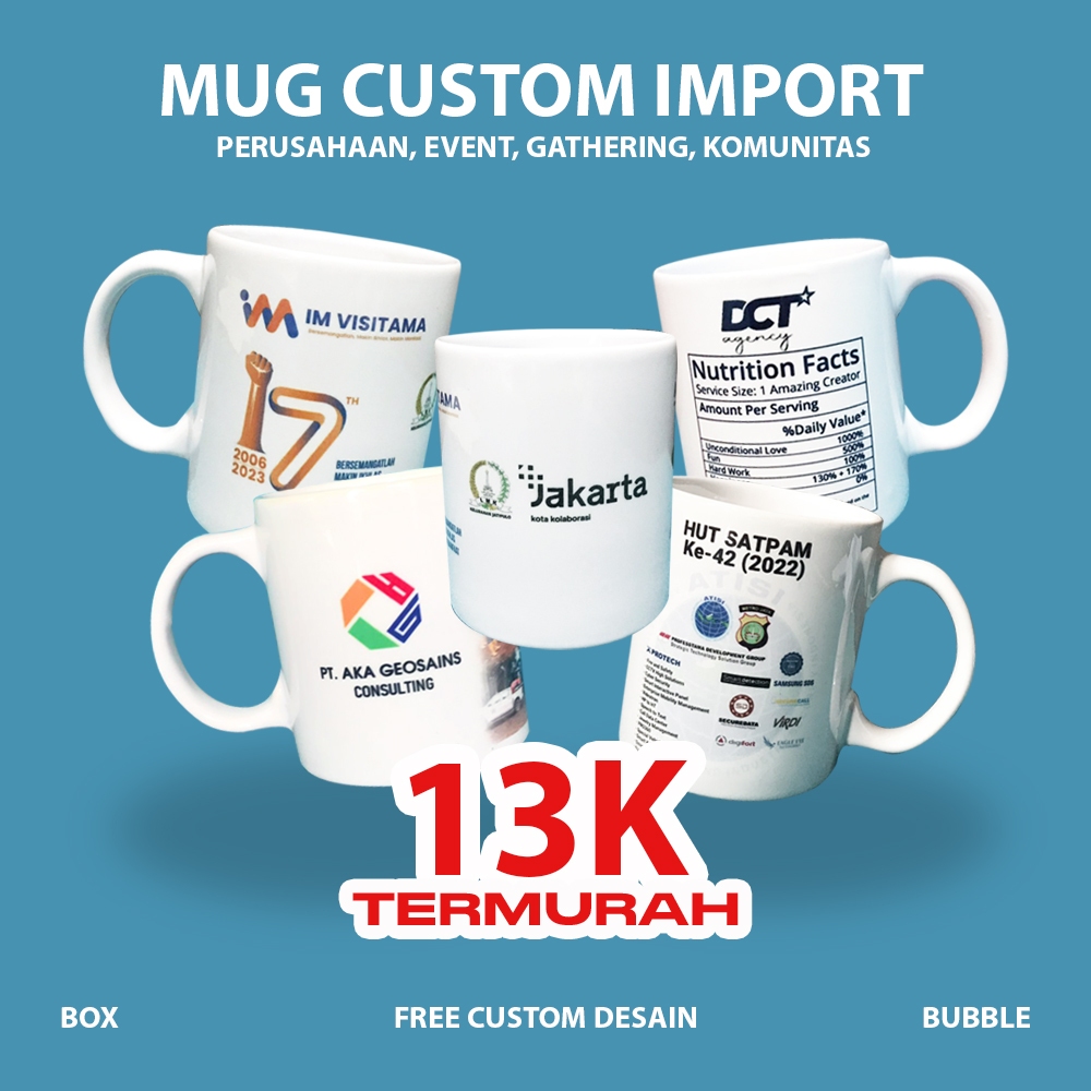 MUG GELAS CUSTOM MURAH PERUSAHAAN / EVENT / GATHERING / KOMUNITAS (IMPORT)