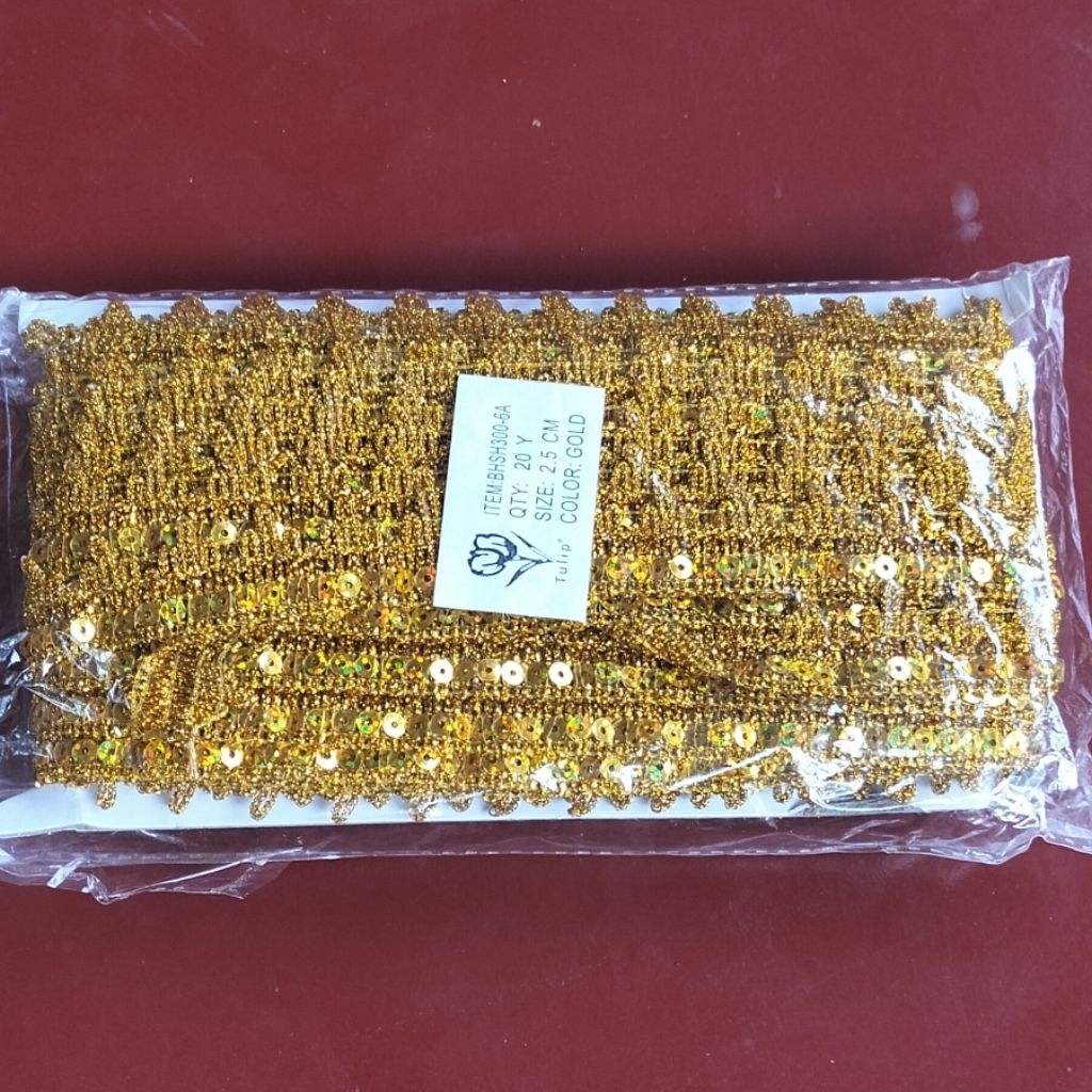 RENDA EMAS GOLD 1 ROLL BHSH300-6A hiasan baju kostum adat karnaval aksesoris tari kerajinan tangan
