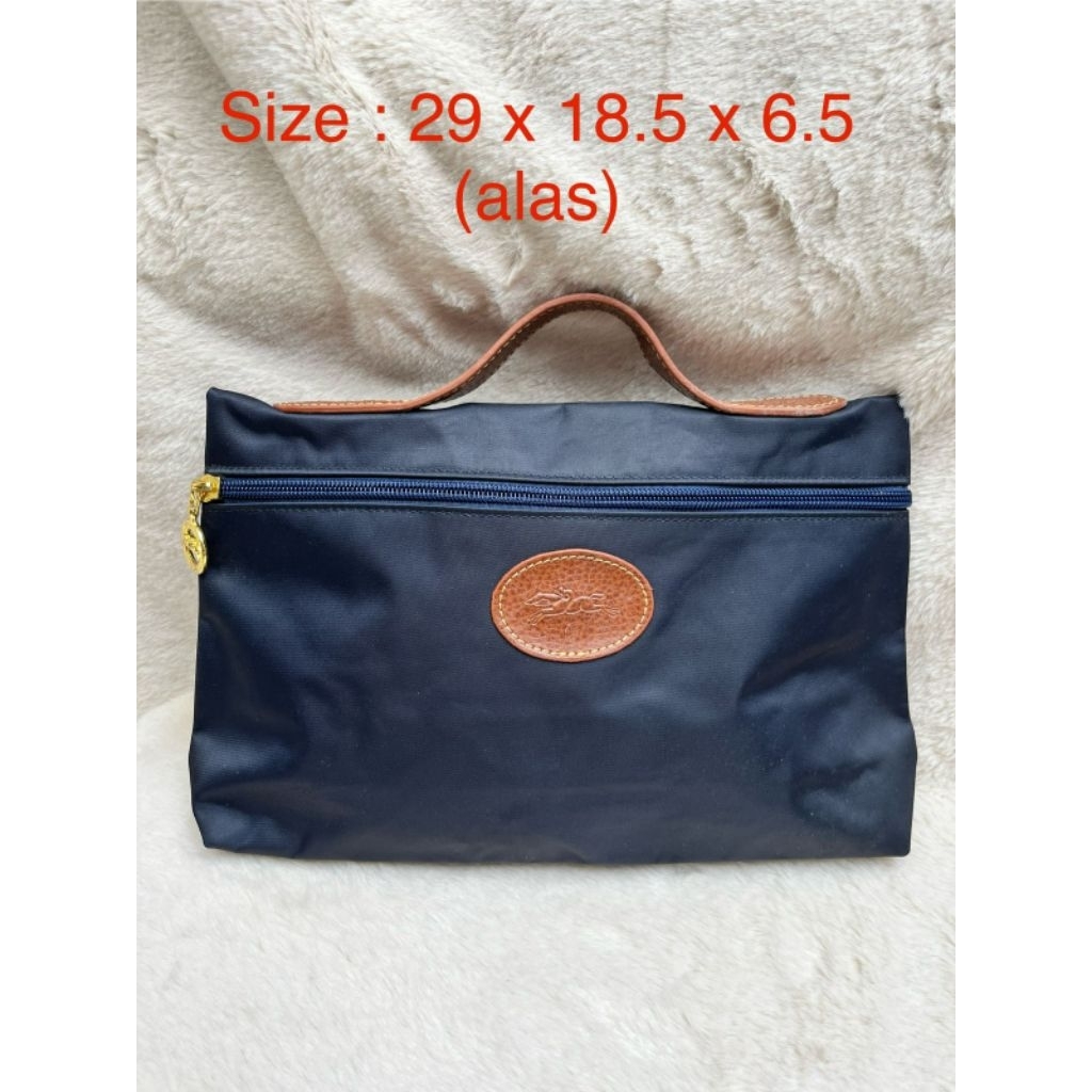 Preloved Tas Fashion Wanita | Tas Sec0nd Pouch Sec0nd | Sec0nd Tas Tenteng Nylon NAVY