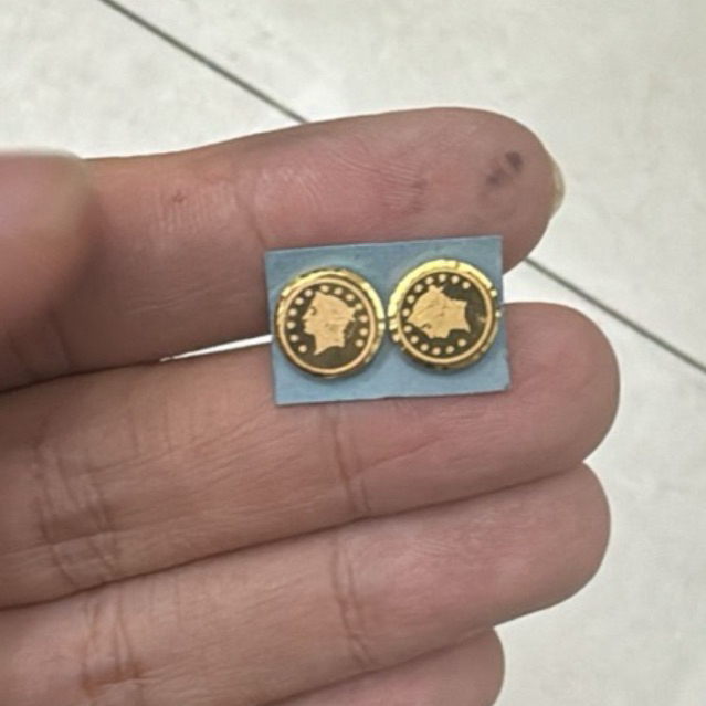 giwang koin simple elegant emas asli kadar 875