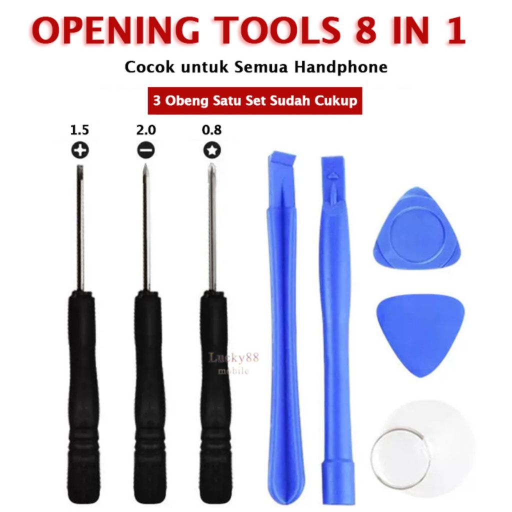 Obeng Kit Set Alat Pembuka LCD HP Ganti Baterai Iphone Android Casing Opening Tools 8in1