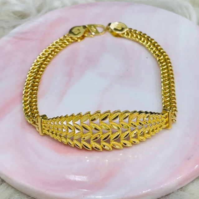 gelang holo daun simple elegant mewah emas asli kadar 875