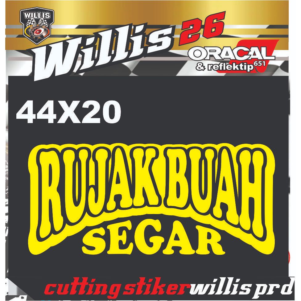 STICKER TULISAN RUJAK BUAH SEGAR STICKER TULISAN UNTUK NAMA JUALAN DI GEROBAK