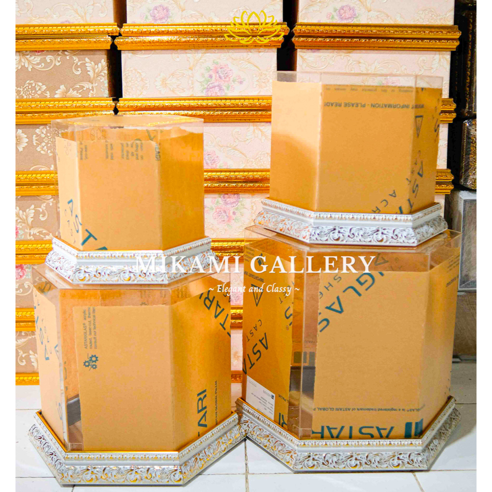 Kotak Hantaran Akrilik Segienam Ukir 6cm/ Kotak Akrilik seserahan / Hantaran Hexagonal