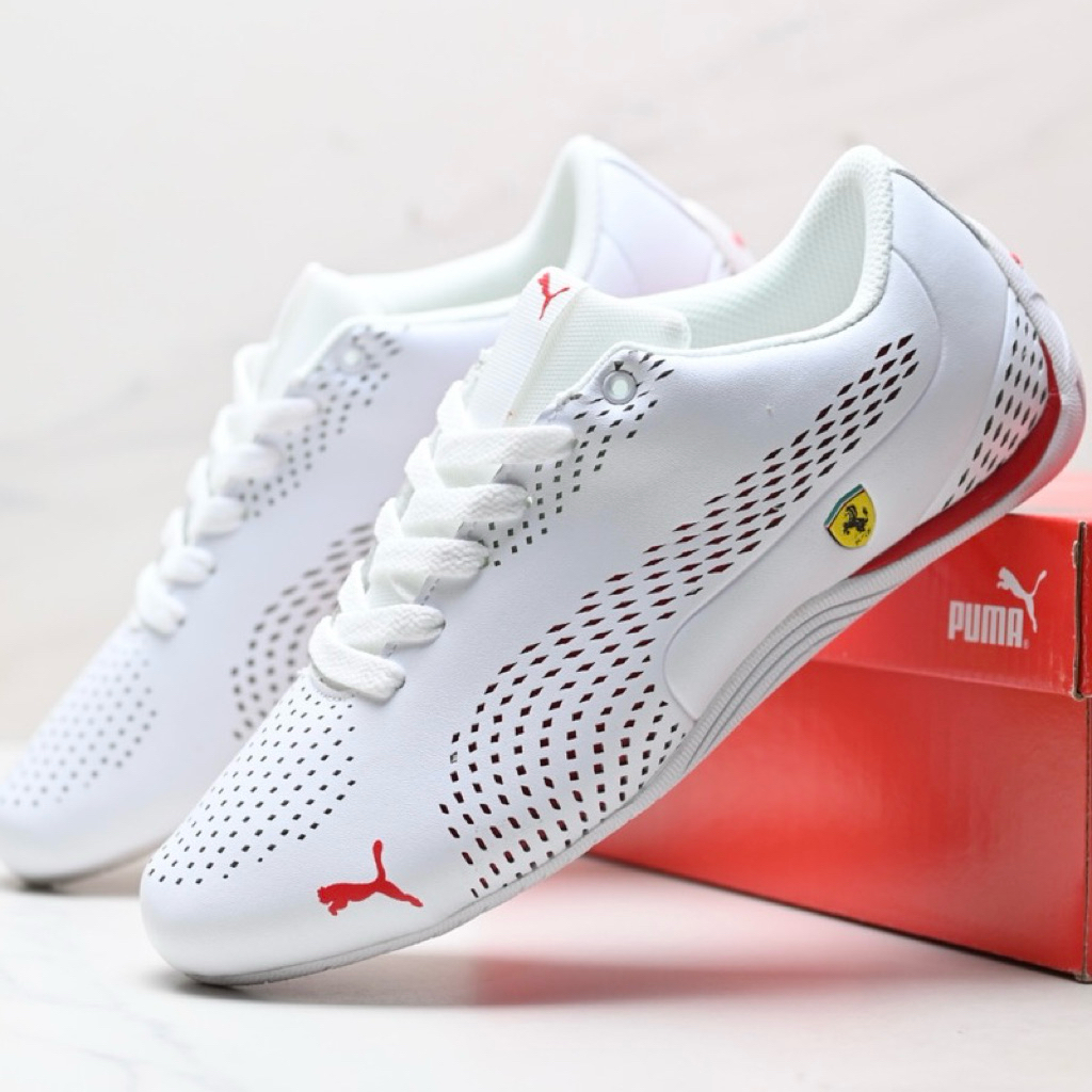 Sepatu Puma Ferrari drift cat 5 ultra white red