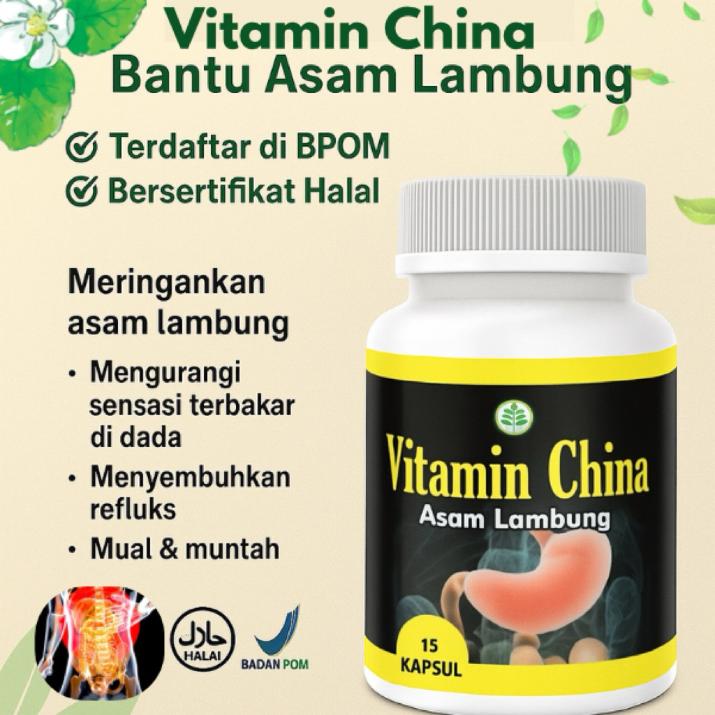 VITAMIN CHINA MEMBANTU MEREDAKAN ASAM LAMBUNG Halal Bpom