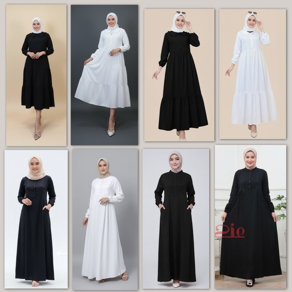 TERLARIS GAMIS ZIE ORI MUSLIM MIX model KHUSUS PUTIH Manasik Haji Umroh / ABAYA PUTIH RAYON TWILL PR